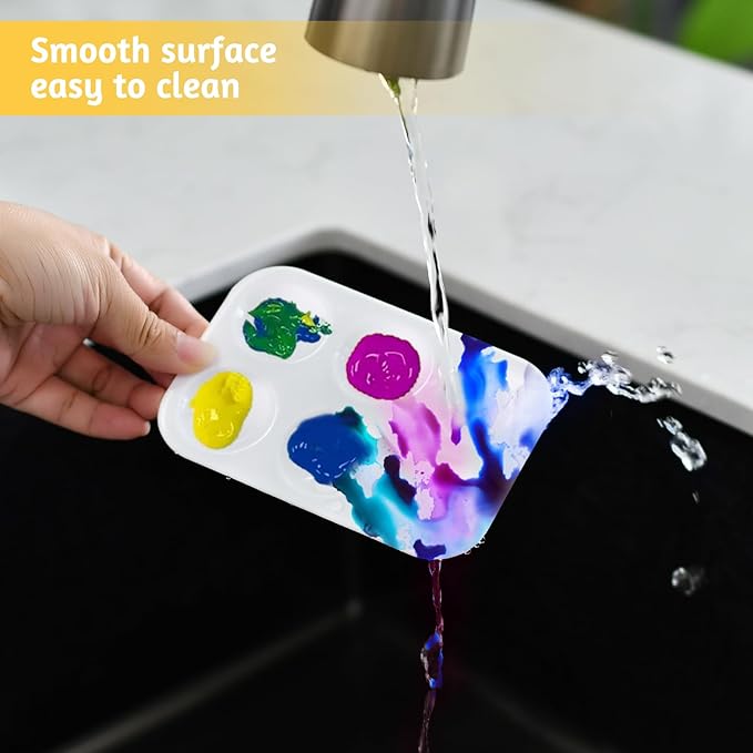 100PCS Paint Tray Palettes Plastic Paint Pallets for Kids or Students Watercolor Palette Painting Tray for Painting Party, DIY Craft and Art Painting