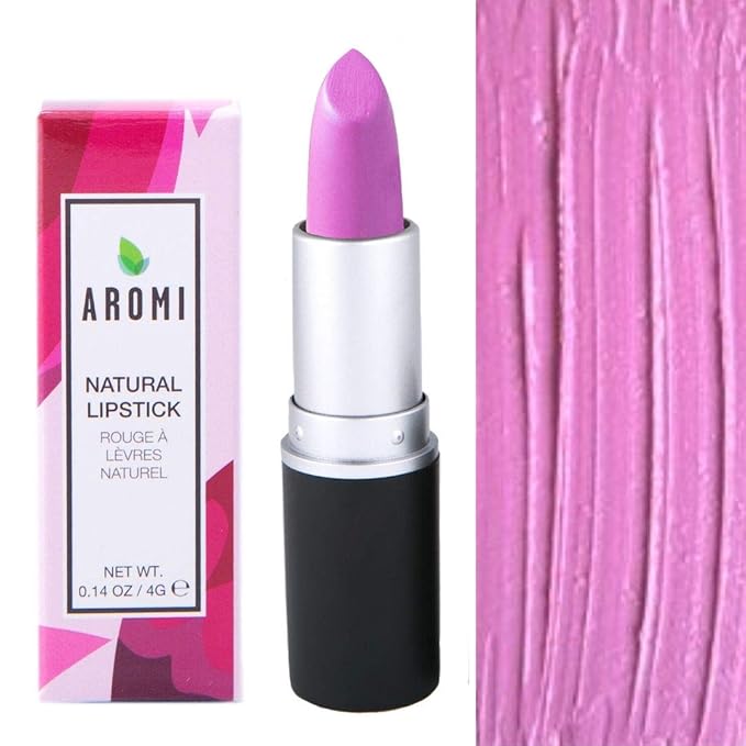 Aromi Natural Lipstick | Bright, Pink Lilac Lipstick - Vegan & Cruelty-free, Creamy, Moisturizing, All Natural Ingredients, Indie Makeup, Dye-free | (Peppy Pink)