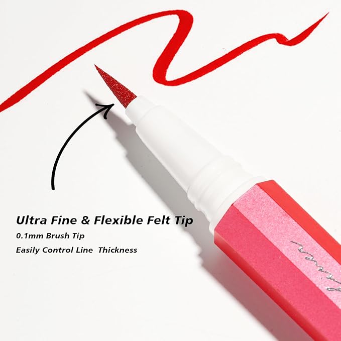 Liquid Eyeliner, Red Eyeliner Pen, Long Lasting Colored Eye Liner Pen with Precision Felt Tip, Water Removable, Friendly to Sensitive Skin, Party Makeup (Crimson Rave)