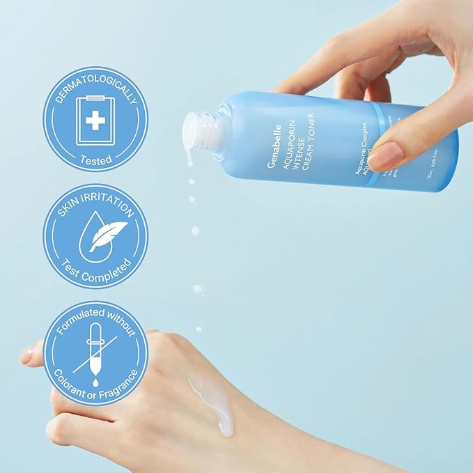 Genabelle Aquaporin Intense Cream Toner | Milky Glow Essence with Ceramide, Panthenol, AQUAXYL for Soothing Moisture, Non-Sticky Formula - Dermatologist Tested - 4.05 fl.oz