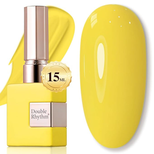 Double Rhythm 15ML Gel Nail Polish Pure Sheer Same Color Same Bottle Soak Off Gel Polish Art Manicure Salon DIY at Home for Women (Yellow-A1396)