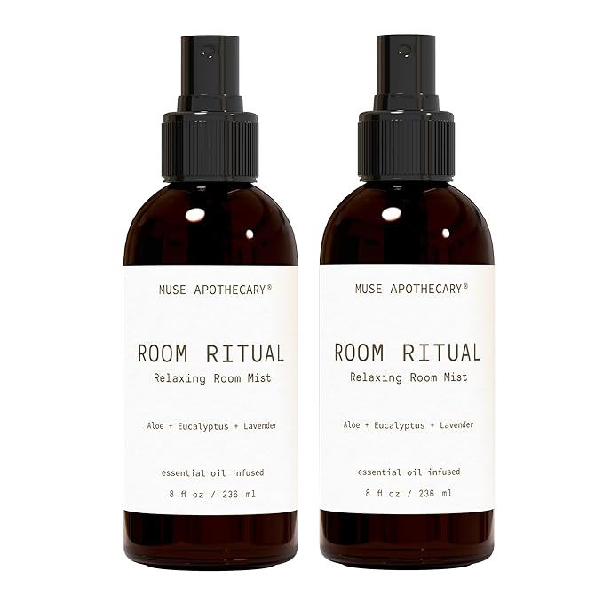 Muse Apothecary Room Ritual - Aromatic and Relaxing Room Mist, 8 oz, Infused with Natural Essential Oils - Aloe + Eucalyptus + Lavender, 2 Pack