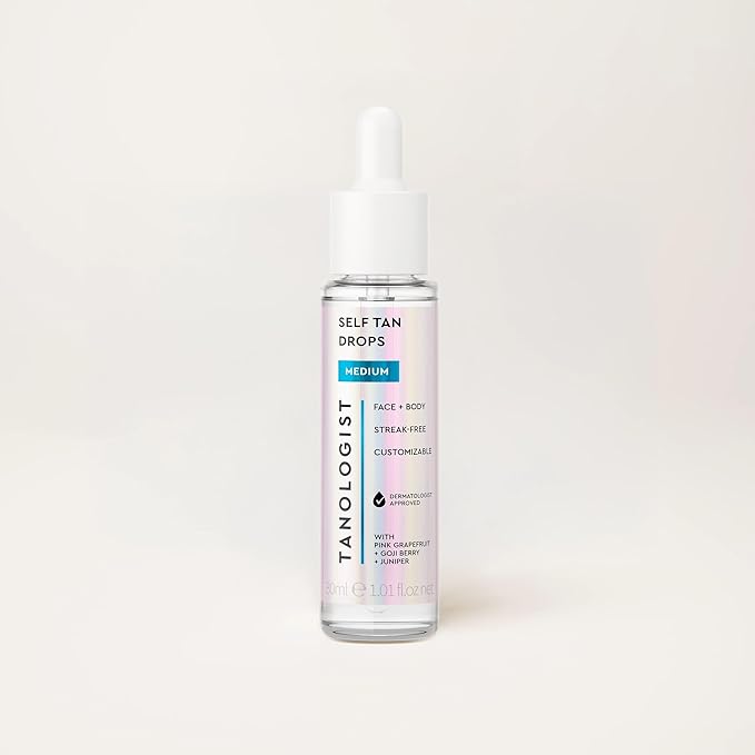 Tanologist Medium Self Tan Drops, Streak-Free Body & Face Tanning Drops, No Fake Tan Smell, For Moisturizer & Lotion, Bronzing Face Tanner, Skincare Ingredients, Travel Size, 0.50 fl. oz/15ml Bottle