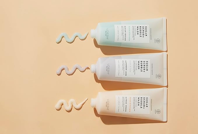 VOESH Sugar Scrub + Bubble Wash, Exfoliating Scrub & Body Wash, Citrus Crush, Scalp Exfoliator, Scalp Care, Vegan Skin Care