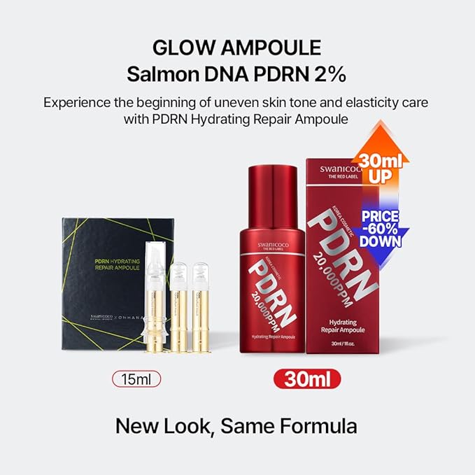 Swanicoco PDRN Hydrating Repair Ampoule Serum Powerful Anti Aging Face and Neck for Skin Turnover Skin Regeneration Wound Healing Korean Skincare 30ml 1Fl Oz