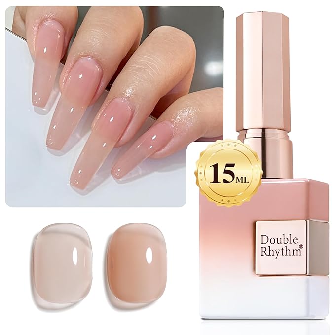 Double Rhythm 15 ML Gel Polish Pure Sheer Same Color Same Bottle Soak Off Gel Polish Nail Art Manicure Salon DIY at Home for Women (Jelly Nude-A1368)