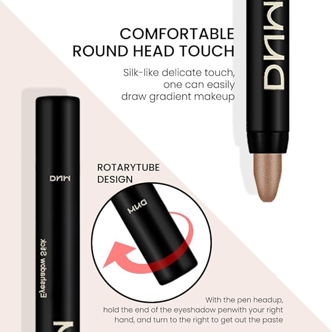 8Pcs Cream Eye Shadow Brightener Sticks Set for Eyes, Champagne Pearl Taupe Bronze Cocoa Stone Putty Smoky Amethyst, Halloween Makeup, Matte Shimmer Eye Shadow Pencil Pen Crayon Waterproof 03