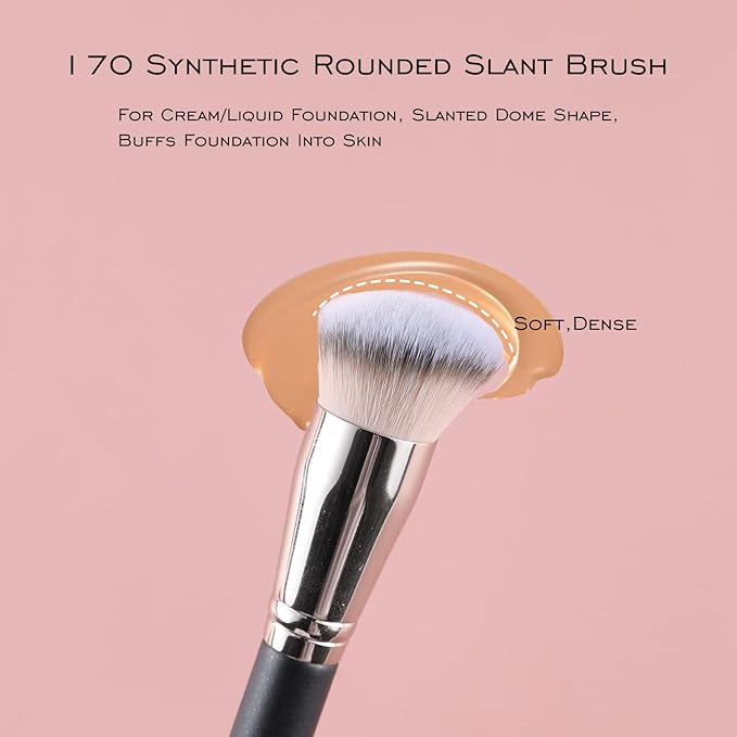 ENERGY Foundation Brush for Liquid Makeup Professional Synthetic Bronzer Brush for Full Coverage Cream Powder Cosmetics Blending Buffing Contouring Vegan application tool 170