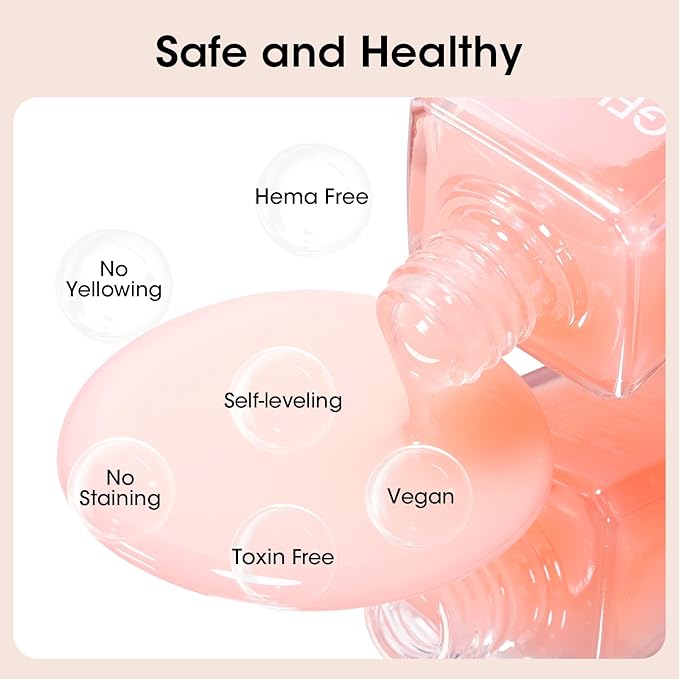 GELLEN Clear Nail Polish Base Coat Sheer Tinted Nude, Natural Color Regular Nail Polish, Calcium Formula Strengthens Nails, Enhances Natural Look, Quick Air Dry, Anti-Yellowing, Hema Free, Non-toxic