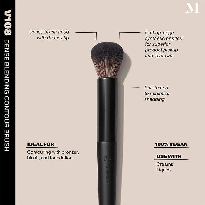 Morphe V108 Dense Blending Contour Brush - Vegan Pro Series Face Brush for Cream & Liquid Makeup - Precision Sculpting with Synthetic Bristles (1 Count)