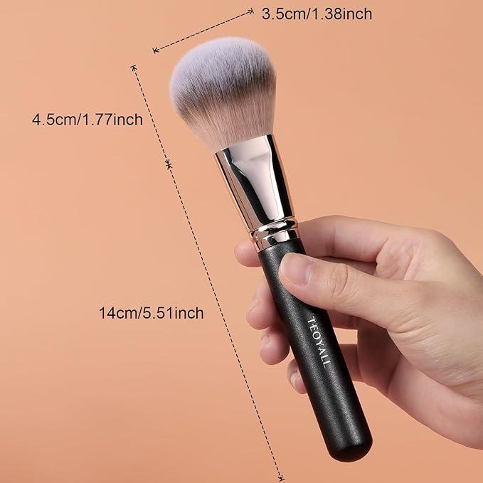 TEOYALL Setting Powder Brush, Ultra Plush Fluffy Synthetic Bristles Makeup Buffing Brush for All-Over Powder Application with Powder Bronzer Foundation