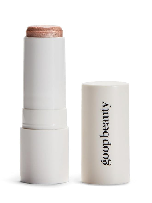 goop Beauty Glow Skin Highlighter Stick | Multi-Use Highlighter with Pearlescent Glow | Amino Acid & Micropearl Blend | Makeup and Skincare | Aura: Champagne Gold | 0.28 oz