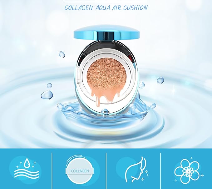 Enough Collagen Aqua Air Cushion, Hydrating Foundation with SPF50, Dewy Finish and Collagen Boost, Korean Beauty Essential for Radiant Skin, 0.53 oz (#13 - Light Beige)