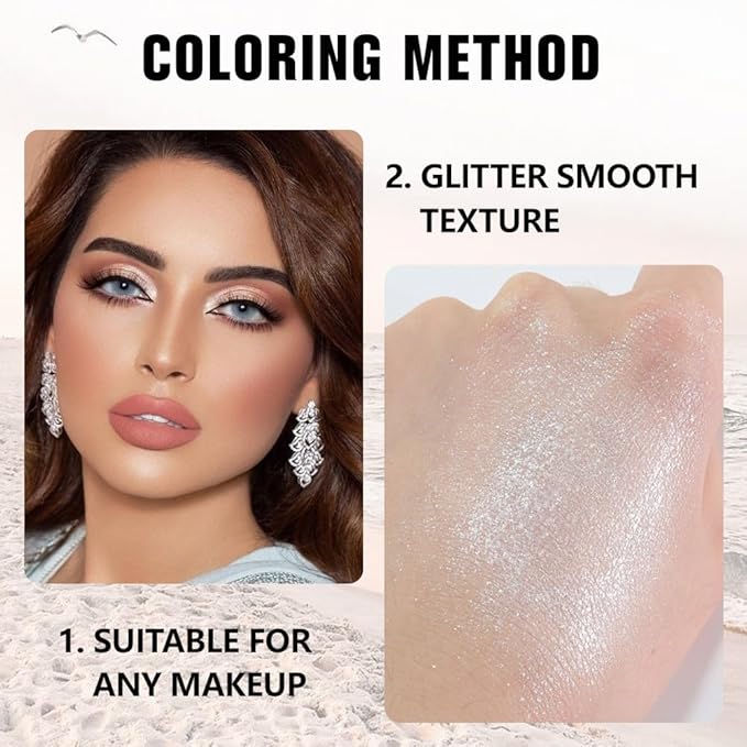 Kaely Pressed Single Eyeshadow Makeup, Sheer White Sparkle Highly Pigmented Monochrome Eye Shadow Palette, Waterproof Neutral Powder Mini Eyeshadow, sombras para ojos, Lightweight Blendable, 02