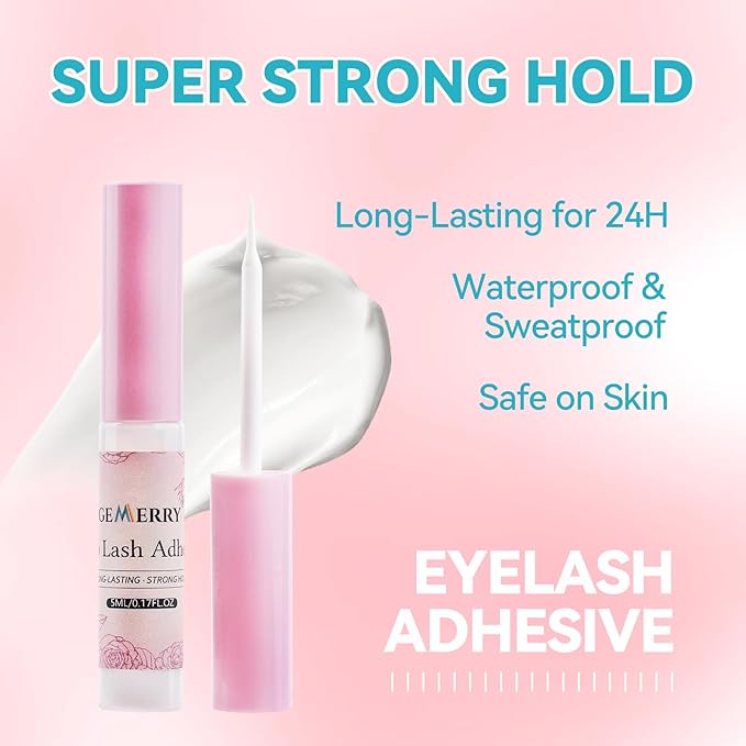 Strip Lashes Kit Mink False Lashes With Strip Lash Glue Mink Wispy 10 Pairs False Eyelashes Magnetic Lashes Kit by GEMERRY, A05