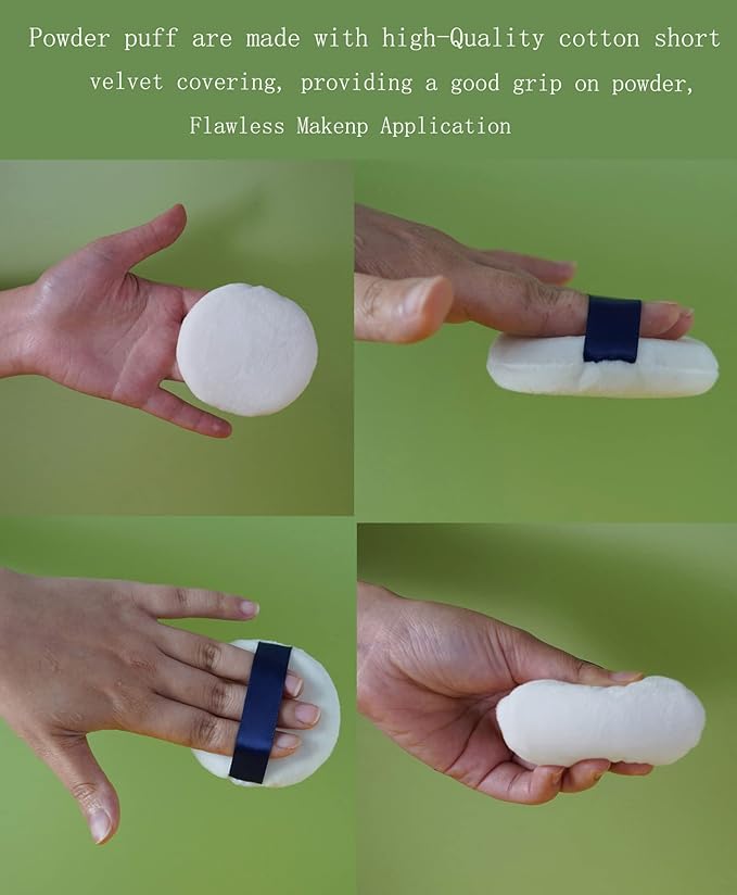 Powder Puff - 3.15 Inch Ultra Soft Washable Velour Makeup Powder Puffs for Face Powder, Setting powder, Body powder, Loose Powder, Other powders