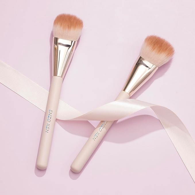 Angled Blush Brush, Blush Makeup Brush, Detail Blush Brush, Fluffy Blush Brushes for Cheeks, Contour Makeup Brushes, Power Contour Brush - Gold and Pink, 11L04B