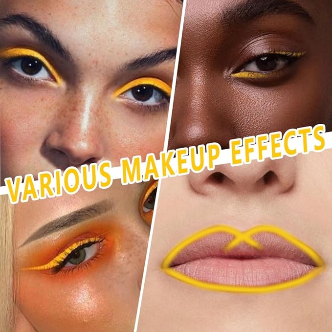 evpct Yellow Eyeliner Pencils for Eyes, Yellow Matte Colored Eye Liner Pencil Makeup Waterproof Smudge Proof, Colored Gel Waterline Eyeliner Liquid, Face Eye Paint Stick Lipstick Halloween Makeup 05