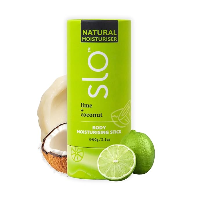 Slo Natural Moisturizing Stick | Body Balm for Dry Skin with Organic Ingredients | Hydrating + Nourishing | Coconut, Cocoa Butter & Antioxidants | Travel-Friendly | Lime + Coconut | 2.11oz/60g