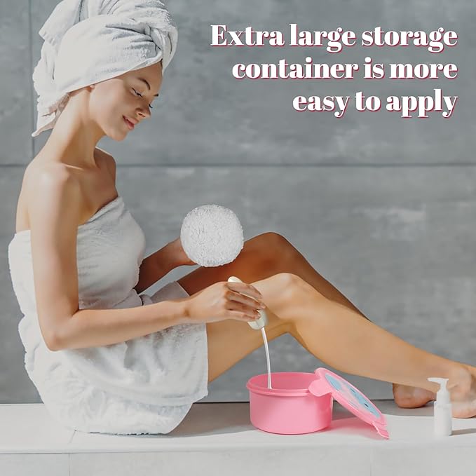 Extra Soft Powder Puff, 6" x 3" Large Body Powder Applicator, Dusting Powder Puffs with Loose Powder Container for Women (White)