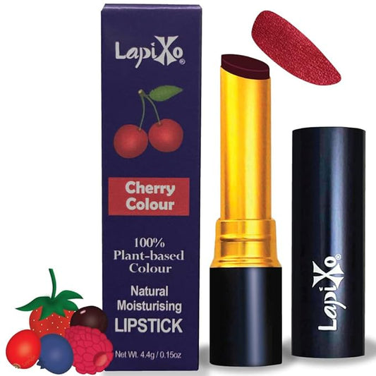 LAPIXO 100% Plant-based Color Lipstick, Unique Formula, Natural + Moisturizing | Non-Toxic, All Food Ingredients, Antioxidant-rich, Natural Matte Vibrant Color, 4.4g/0.15oz (Cherry color)