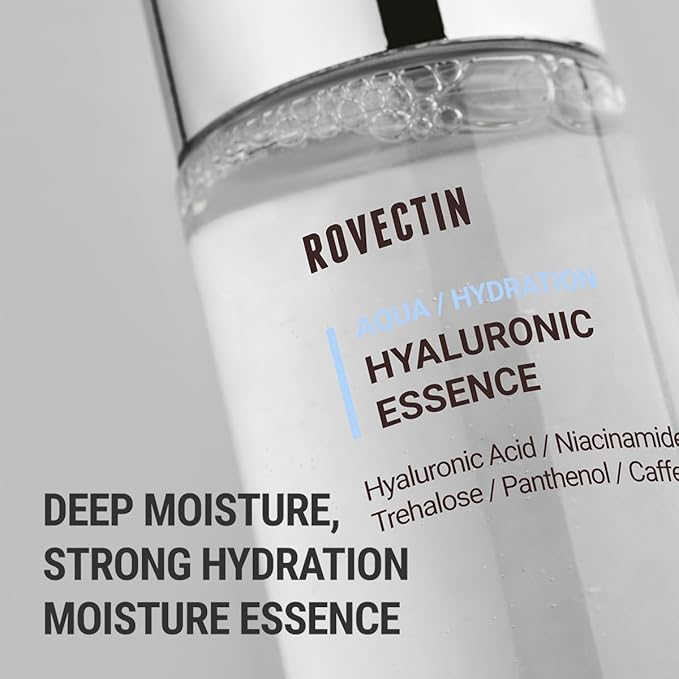 ROVECTIN Aqua Hyaluronic Essence (Activating Treatment Lotion) - 7 Layers Hyaluronic Acid Facial Toner with Niacinamide & Panthenol, Vegan Korean Skin Care (3.38 fl.oz, 100ml)