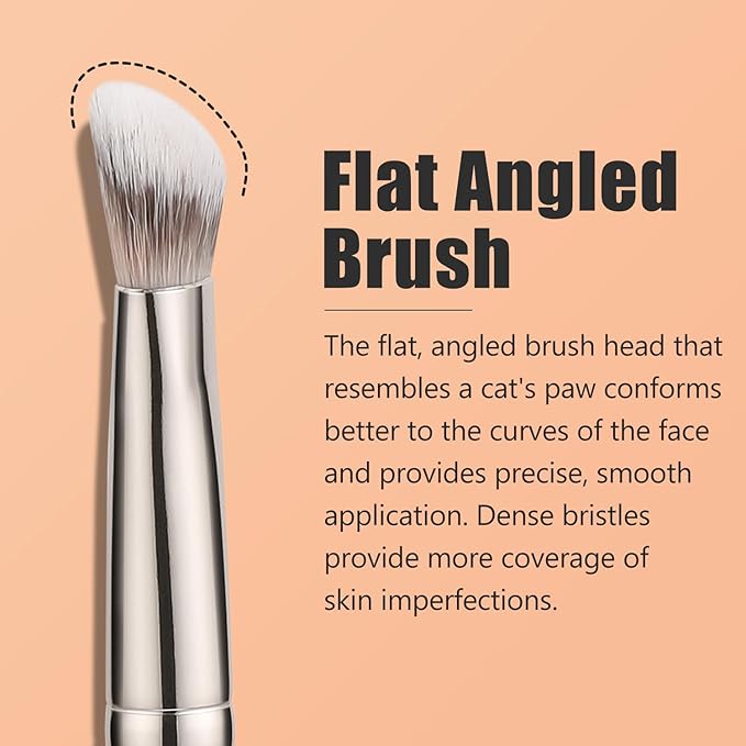 TEOYALL Under-Eye Concealer Brush, Small Flat Angled Synthetic Bristles Flawless Coverage Multitask Brush with Liquid Cream Powder