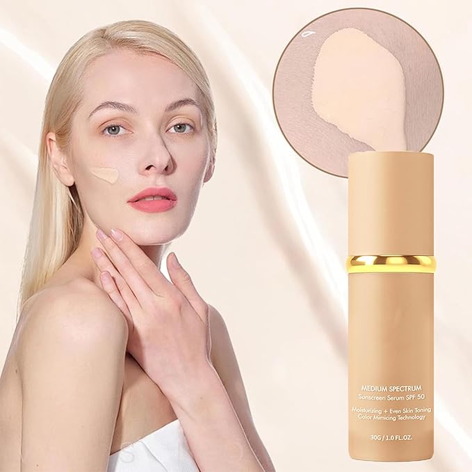 4-in-1 Color-Changing Foundation Liquid with SPF50 Sunscreen, Concealing & Moisturizing & Long-Lasting, Waterproof and Smudge-Proof, Lightweight Application, Suitable for All Skin Types