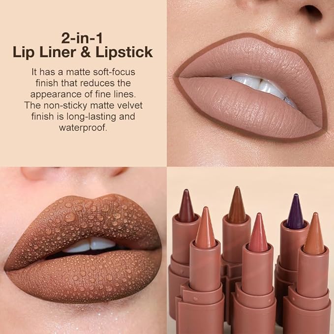 AMY'S DIARY Matte Crayon Lip Liner Lipstick Makeup, Precision Tip Matte Lip Crayon, Longwear Up To 24Hrs,Matt Lip Liner Make Up Smudge-Proof Lip Contour Waterproof for Women (Milk Tea, Regular)