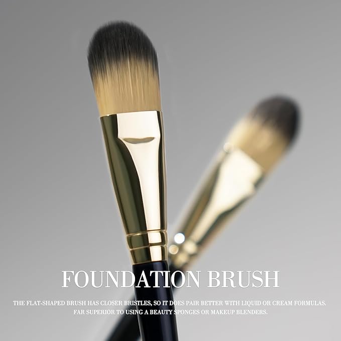 BEILI Foundation Brush Set for Liquid Mask Concealer Makeup Flat Foundation Makeup Brushes for Liquid Cream Foundation Powder Buffing Blending Premium Face Makeup Brushes(2Pcs)