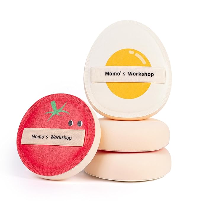 Sun Egg Makeup Sponge Puff & Tomato Makeup Sponge Set - 2PC Medium Bounce Rubycell Foundation Puffs for Creamy Finish, Quick Blending, Comfortable for All Skin Types & Storage Case