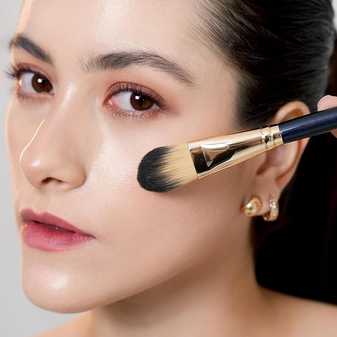 BEILI Foundation Brush Set for Liquid Mask Concealer Makeup Flat Foundation Makeup Brushes for Liquid Cream Foundation Powder Buffing Blending Premium Face Makeup Brushes(2Pcs)