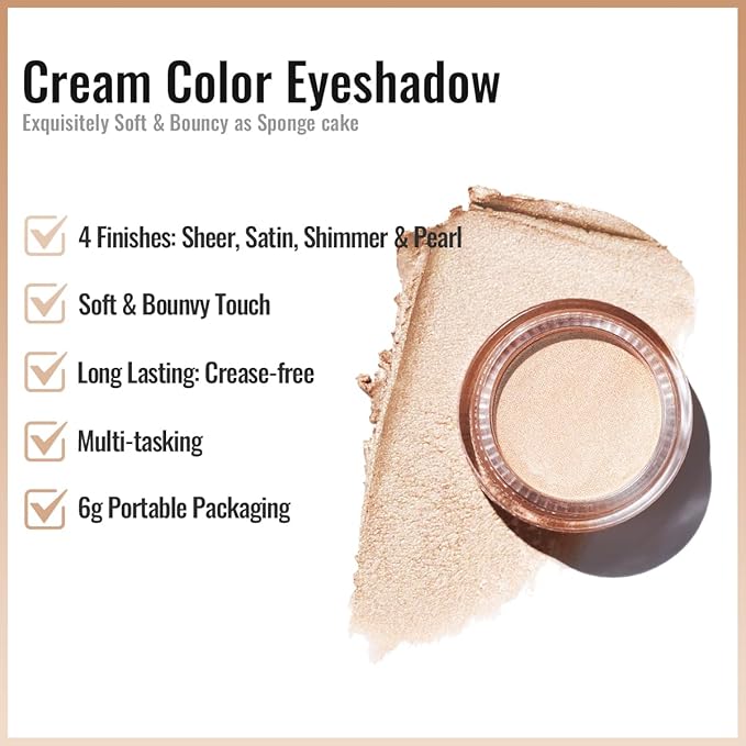 Oulac Light Golden Cream Eyeshadow also for Highlighter Large Capacity Highly Pigmented Eye Shadow Waterproof &Long Lasting with Moisturizing Formula P05
