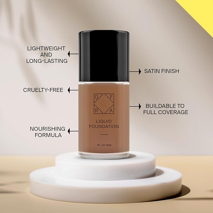 Liquid Foundation with Spatula - Long-Lasting, Dewy, Lightweight, and Buildable Full Coverage Foundation Makeup - 1oz/30ml - Toffee, a Deep Shade with Neutral Undertones