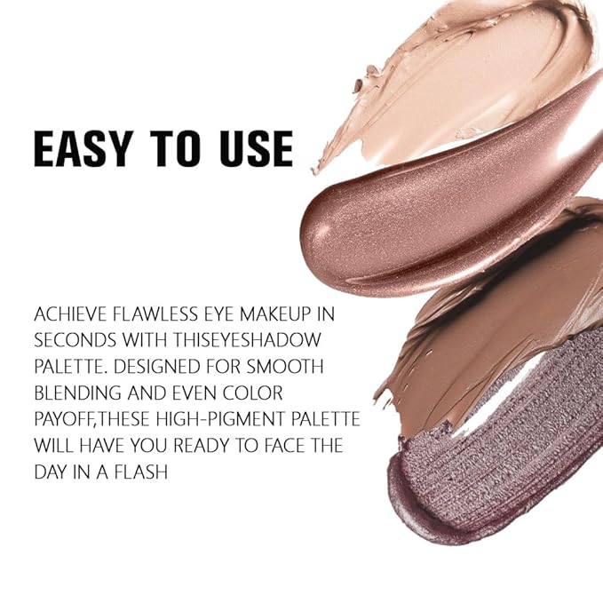 evpct Cream Eye Shadow Palette Makeup for Older Women, Beige Nude Antique Rose Cocoa Brown Taupe Mauve Metallic Shimmer Glitter Matte Eyeshadow Quad Palette Creme Eye Brightener Makeup, Smudge Proof