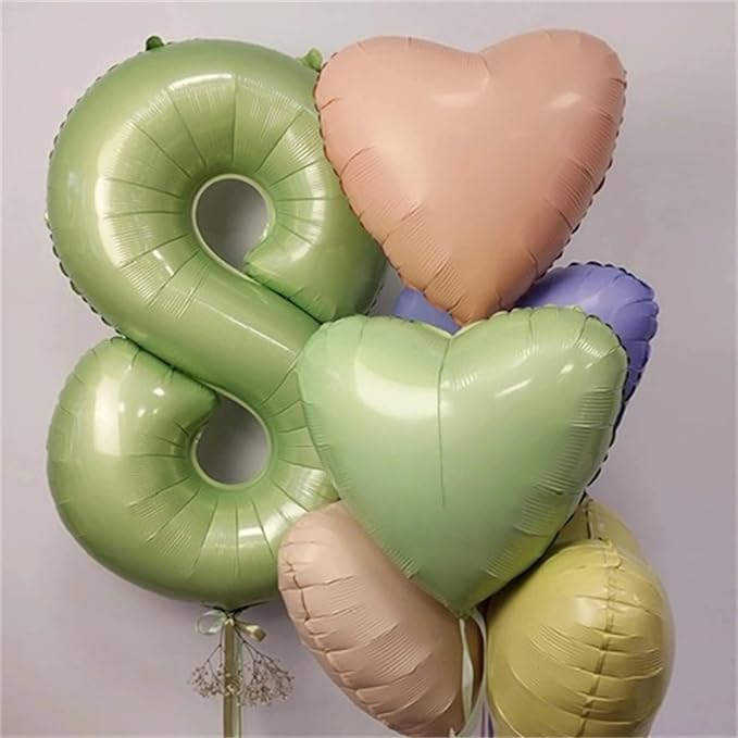 Sage Green Number 6 Balloons, 40 In Large Olive Green Number 6 Foil Helium Balloons for Girls Women, Self Inflating Number Balloons 0-9 for Men Boys 6th 16th Birthday Jungle Safari Party Decoration