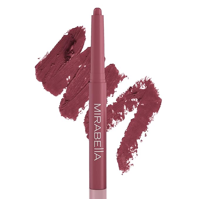 Mirabella - Velvet Matte Lip Crayon, Retractable Highly-Pigmented 2-in-1 Makeup, Long-Lasting Hydrating Lipstick Crayon + Lip Liner, Moisturizing Cream-to-Matte Lipcare Formula, Forever