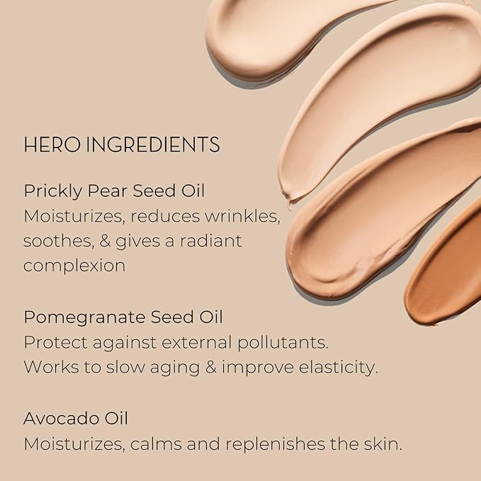INIKA Organic BB Cream Foundation - Vegan Makeup with Hydrating Prickly Pear, Jojoba, and Pomegranate Seed Oil - Lightweight, Radiant BB Glow for Balanced Skin Tone, Cream 1 fl oz
