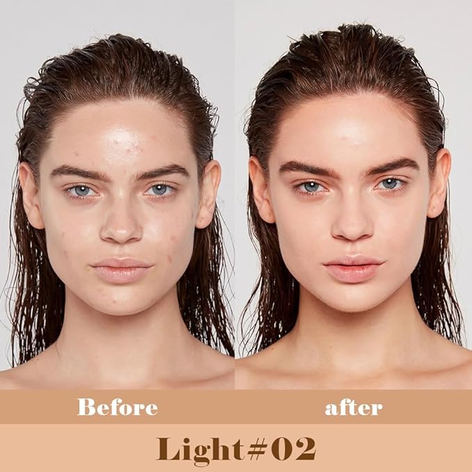 Liquid Concealer for Older Women, Under Eye Brightener Full Coverage Concealer for Dark Circles, Spots, Lightweight Waterproof Foundation Makeup, Vegan & Cruelty-Free, 02 Light