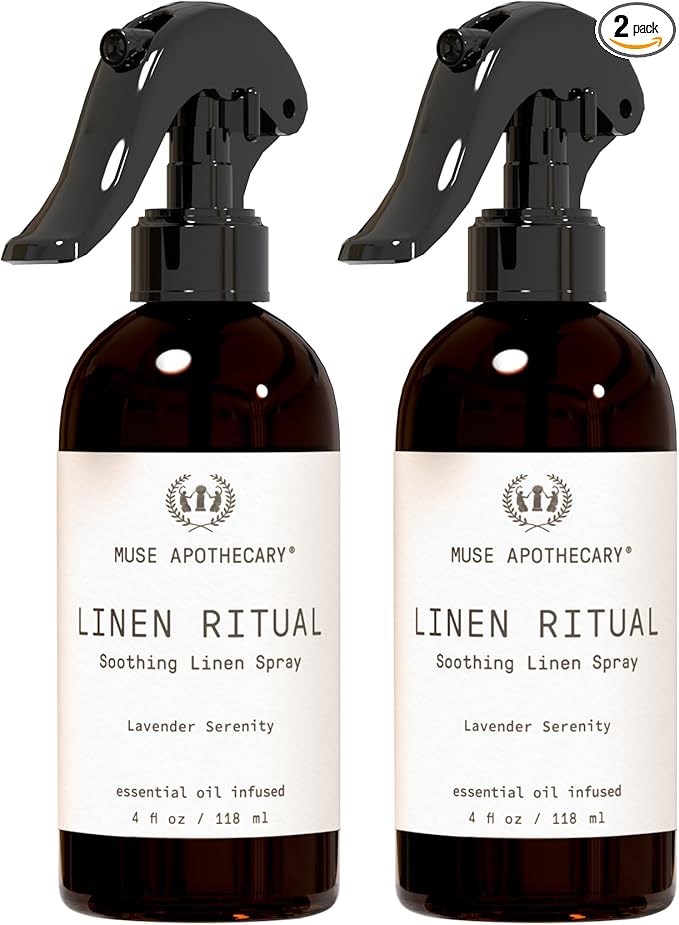 Muse Apothecary Linen Ritual - Aromatic, Soothing, and Relaxing Linen Spray for Bedding, Laundry and Fabric Spray Freshener - Infused with Aromatherapy Essential Oils - Lavender Serenity