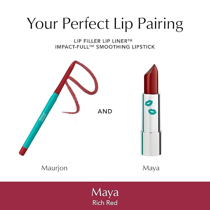 Thrive Causemetics Impact-FULL Smoothing Lipstick, Moisturizing Lip Makeup Essential with Vitamin E, Lightweight Creamy Lipstick for Women, Long Lasting, Vegan, Shade Maya (Rich Red)