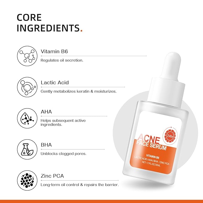 Acne Treatment for Face, Salicylic Acid Serum, Skin Care Essence for Acne, Blackhead, Sebum, Pore, Even out Skin Tone, 1.1fl.oz/30ml