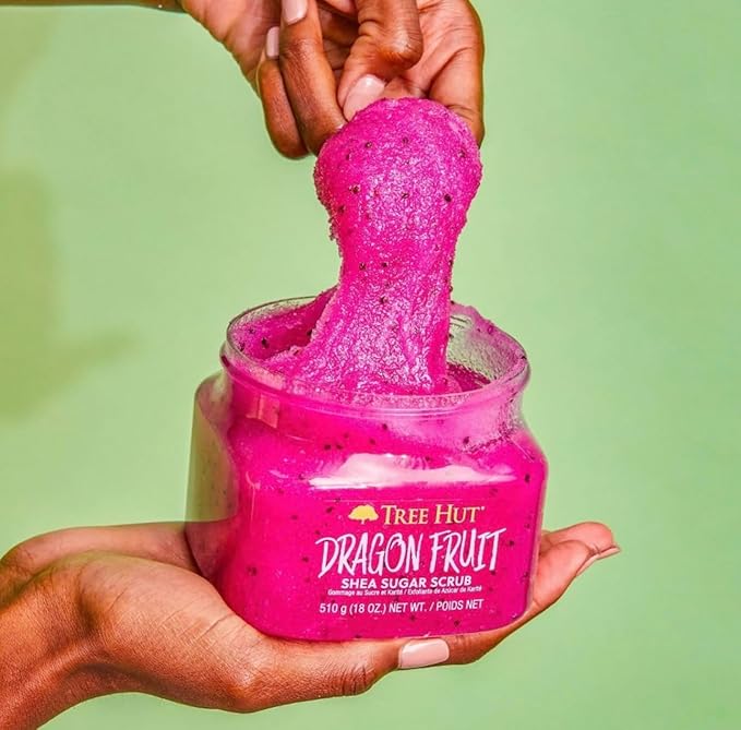 Tree Hut Dragon Fruit Shea Sugar Scrub, Exfoliating, Hydrating & Moisturizing Body Scrub with Shea Butter & Nourishing Essential Oils, Smooth & Soften Skin, 18 oz