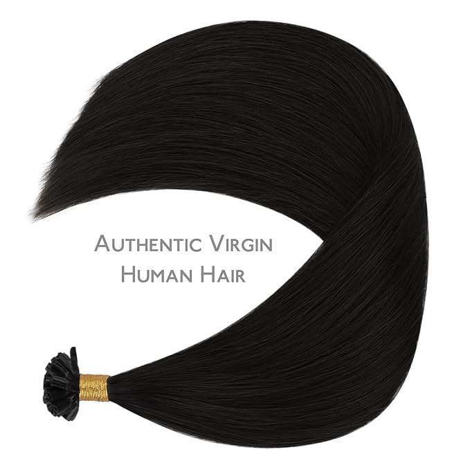 WENNALIFE U Tip Human Hair Extensions - 50g 50s 14 Inch Jet Black Remy Hair - Invisible Straight Keratin K Tip Real Human Hair