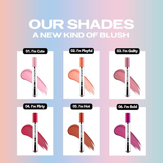 Sacheu Cheek STAY-N Liquid Blush for Cheeks — High Pigment, Buildable, Lightweight Cream Blush Infused With Squalane, for Dewy Radiant Flushed Cheeks — Long-lasting & Cruelty Free, Sugar & Spice Duo