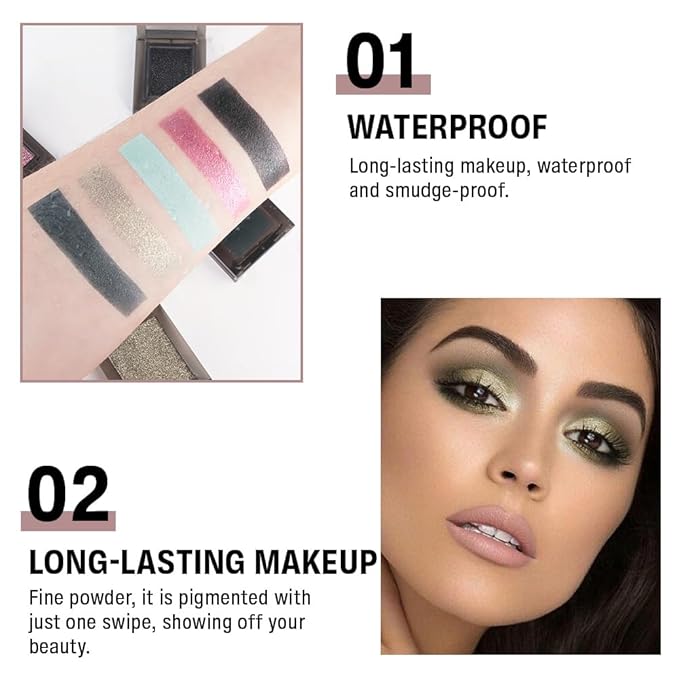 Glitter Shimmer Sparkle Eye Shadow Palette Makeup for Women, Nude Gold Glitter Shimmer Metallic Holographic Iridescent Cream Iridescent Single Monochrome Eyeshadow Makeup,Vegan