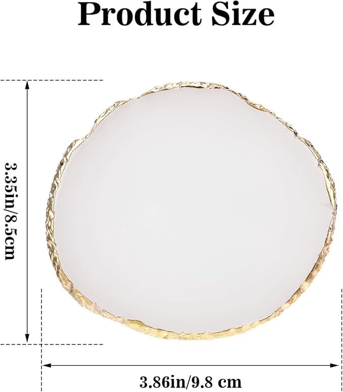 Ouligay Resin Art Palette Makeup Mixing Palette Gold Edge Nail Art Tool Gel Design Nail Art Makeup Mixing Tray DIY (White)