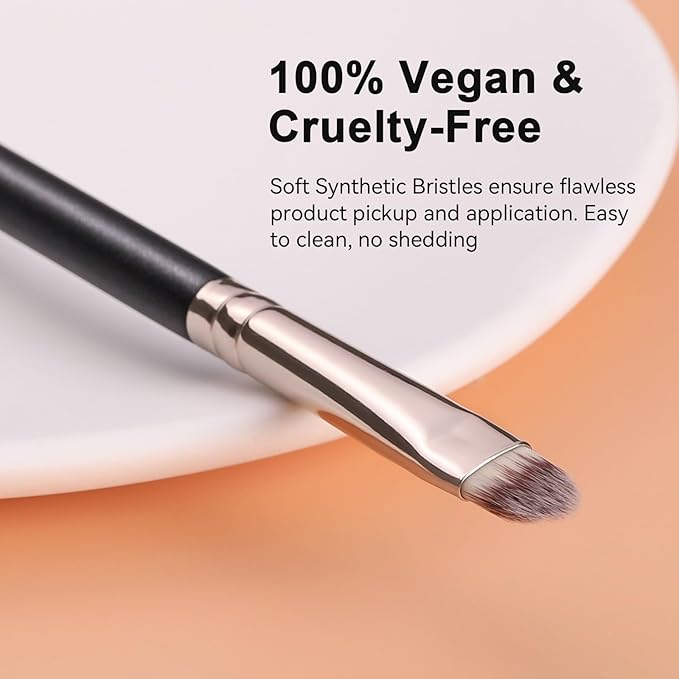 TEOYALL Flat Rounded Concealer Brush, Soft Dense Synthetic Bristles Blending Brush For Powder Cream Concealer Eyeshadow