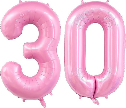 Pastel Pink 30 Balloon Number,40 Inch Light Pink 30 Balloons Large Helium Foil Mylar Number 30 Balloon for Birthday Party Anniversary Decorations