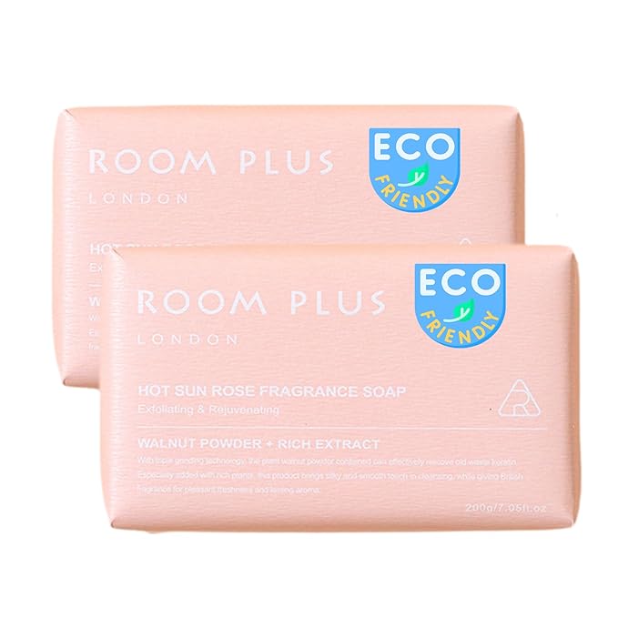 YESUN Fragrance Bar Soap, Big Brick of Bath Soap,Made with Organic Oils, 3-pack,1.3lb,Natural Soap Bar,Moisturizing clean, Floral Scent,Walnut Powder Exfoliates ROOMPLUS (Rose)